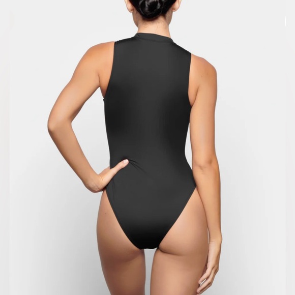 SKIMS - Never Worn -  Black High Neck Zipper One Piece Swimsuit - LARGE - Picture 3 of 5